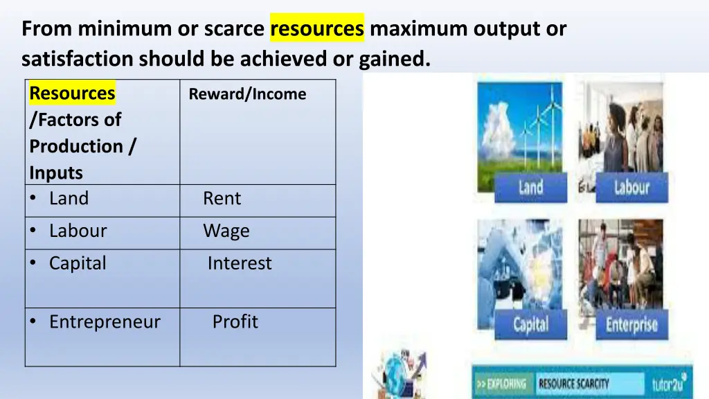 from minimum or scarce resources maximum output