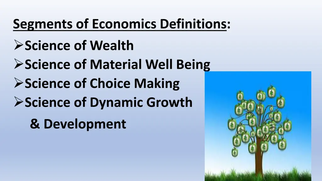 segments of economics definitions science