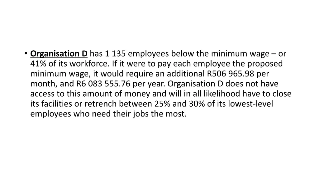 organisation d has 1 135 employees below