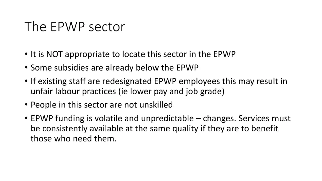 the epwp sector