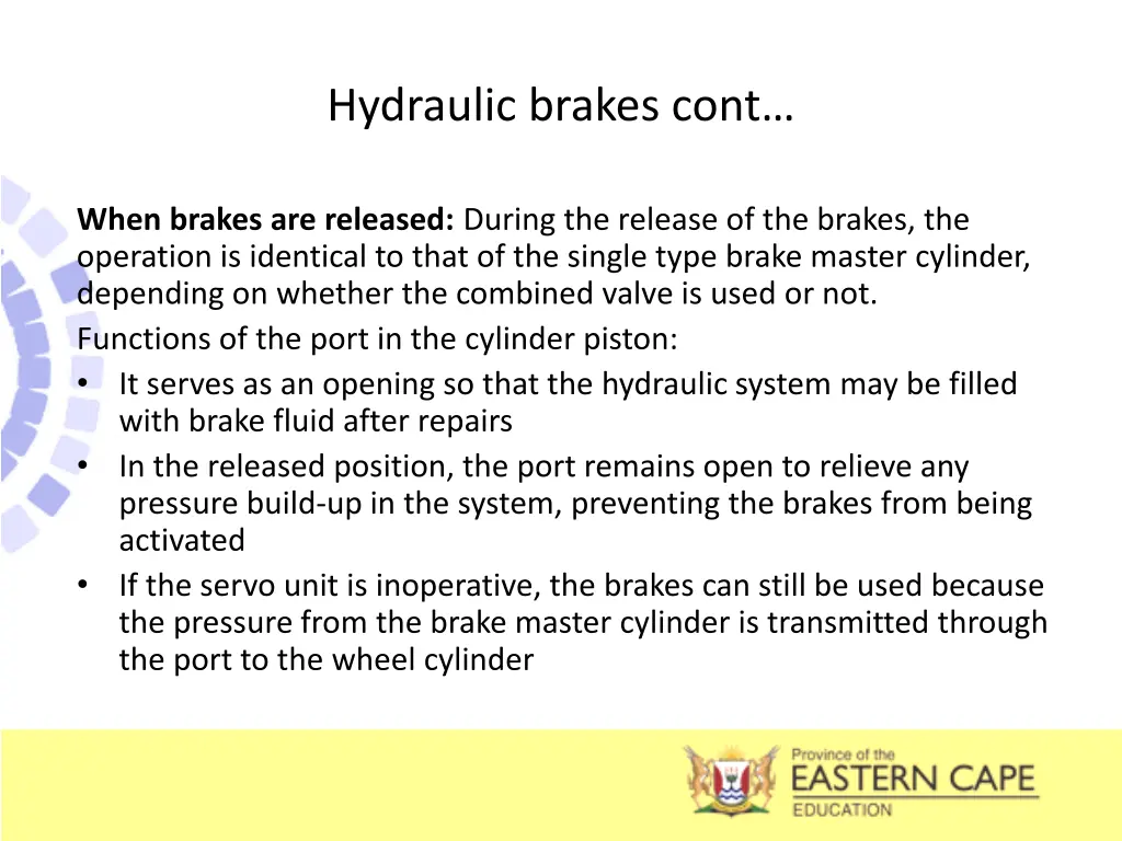 hydraulic brakes cont 2