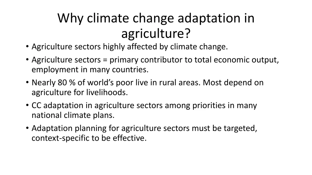 why climate change adaptation in agriculture