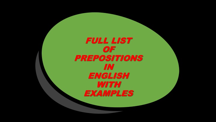 full list of prepositions in english with examples