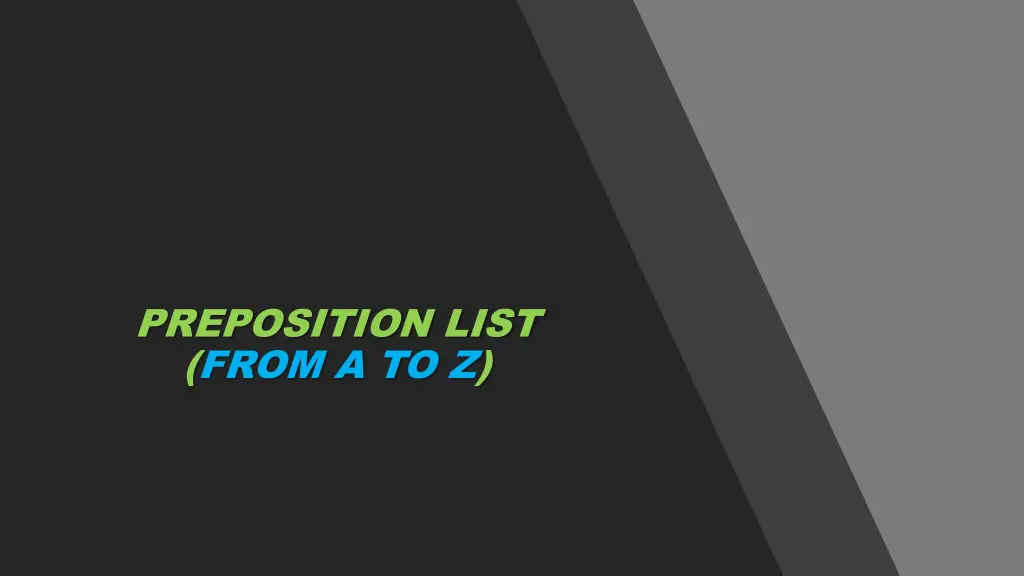 preposition list from a to z