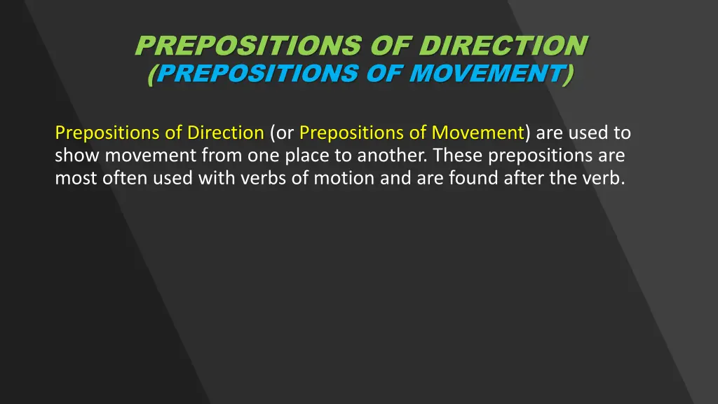 prepositions of direction prepositions of movement