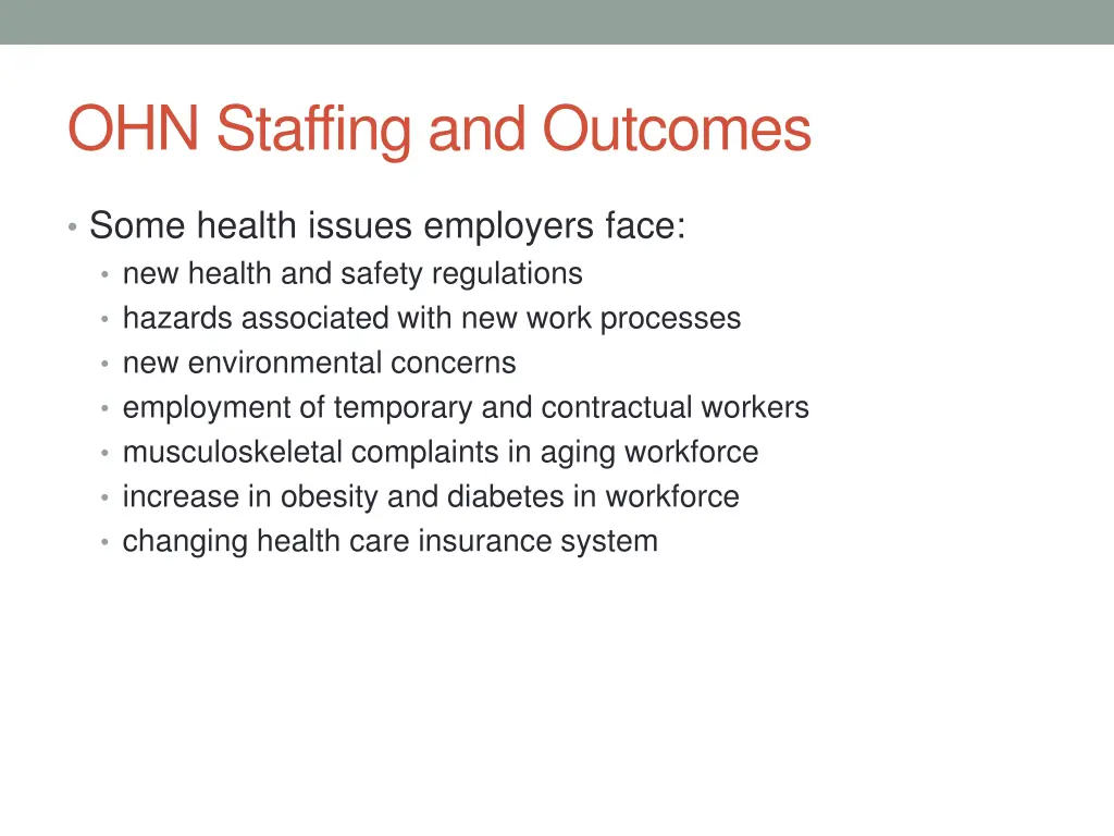 ohn staffing and outcomes