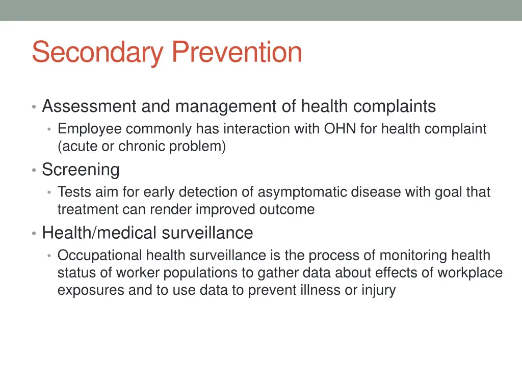 secondary prevention