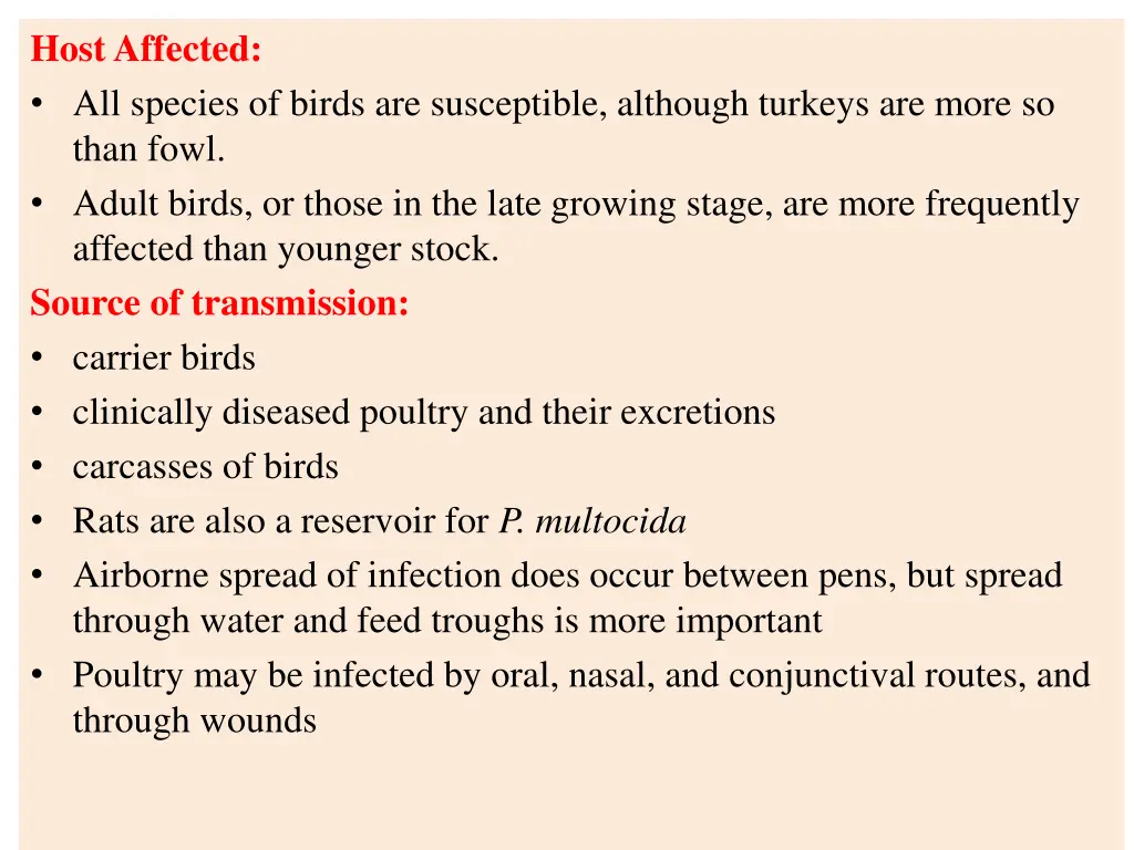 host affected all species of birds