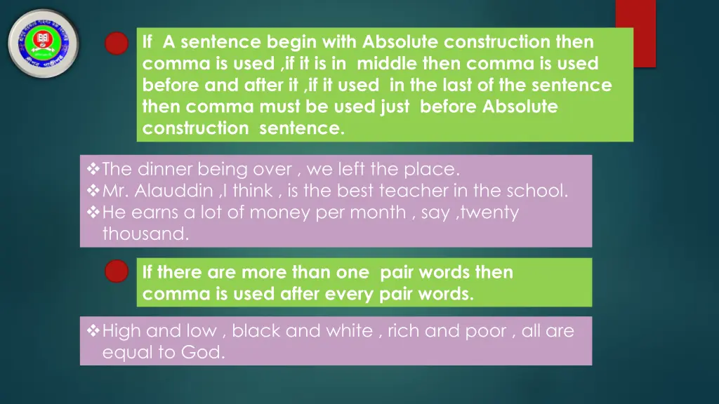 if a sentence begin with absolute construction