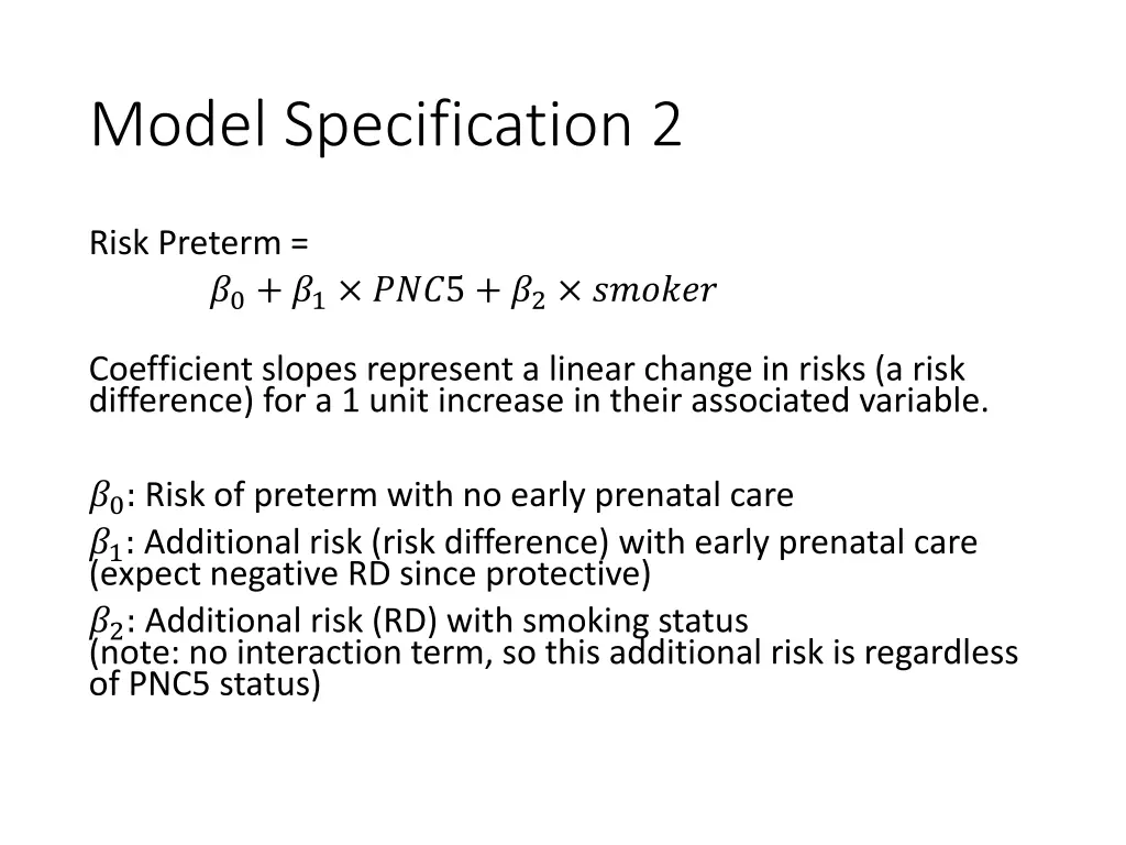 model specification 2