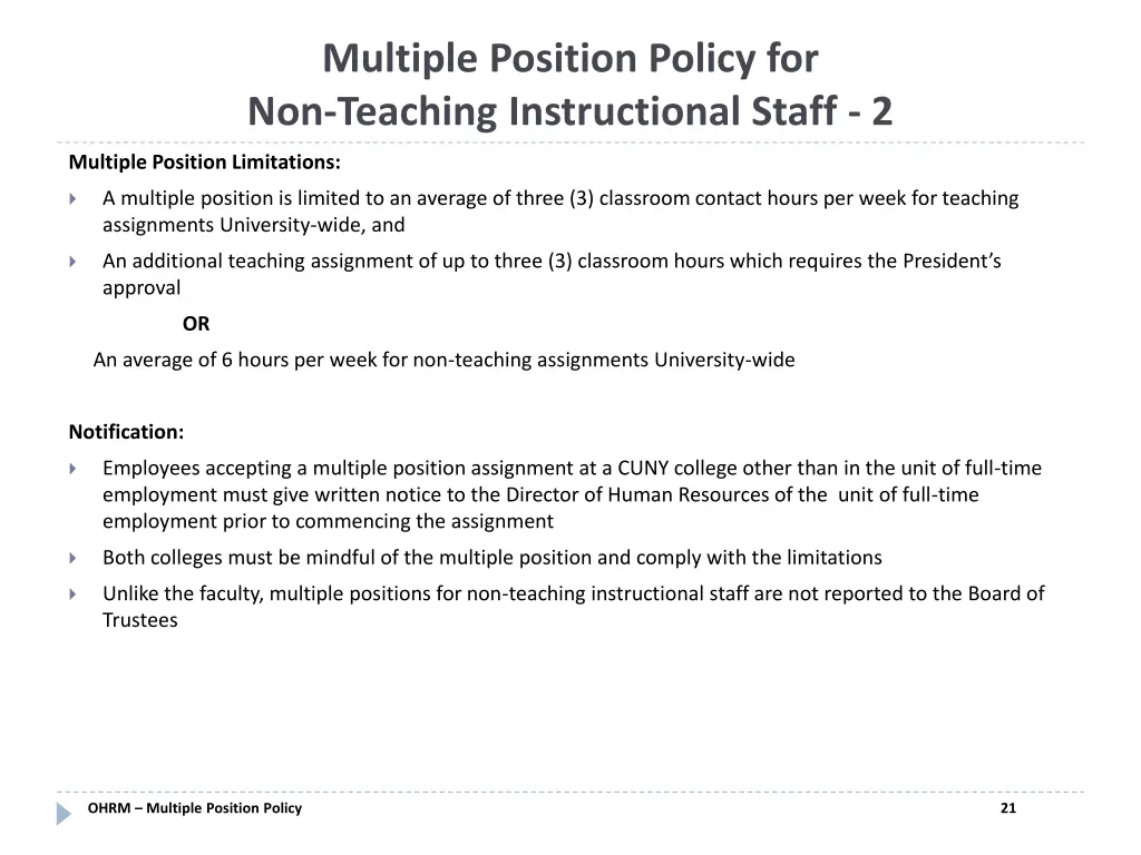 multiple position policy for non teaching 1