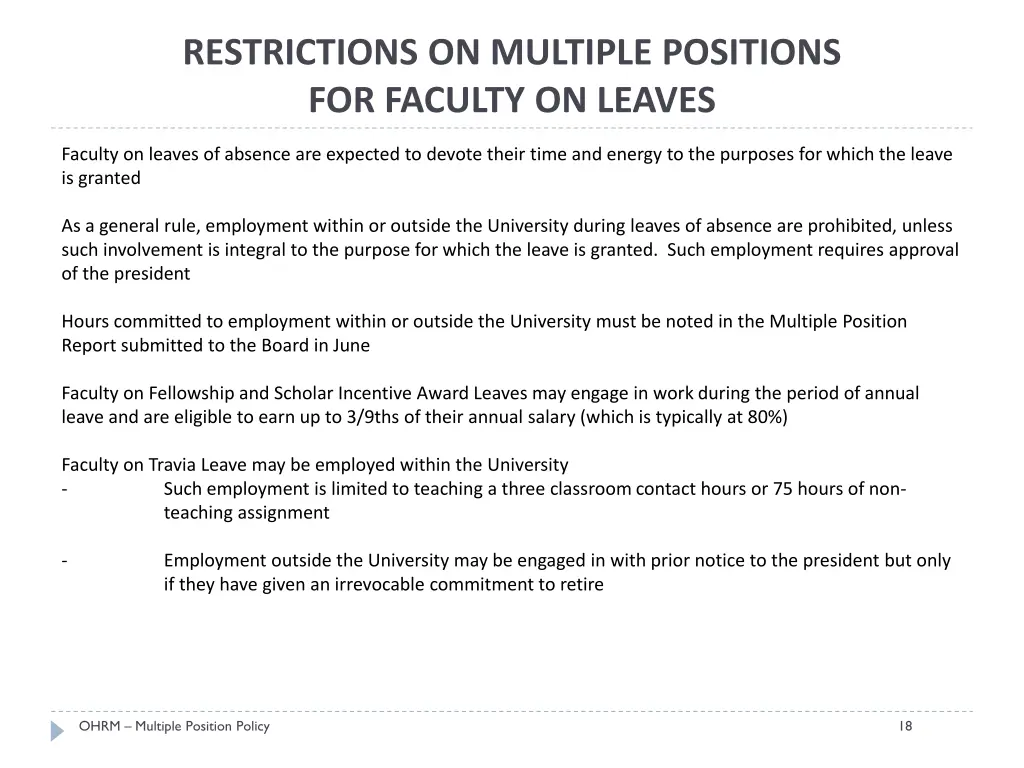 restrictions on multiple positions for faculty