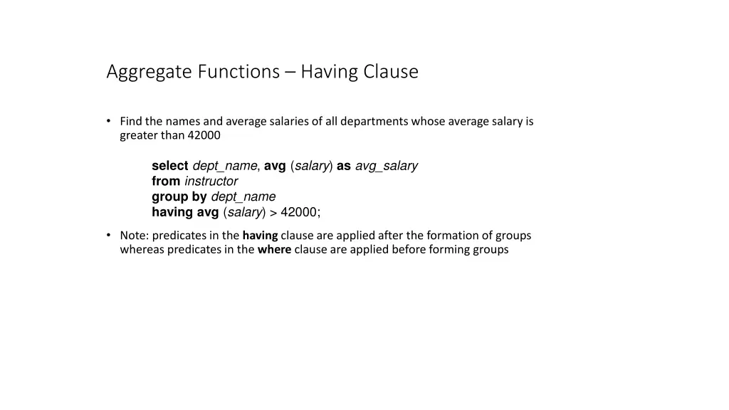 aggregate functions having clause