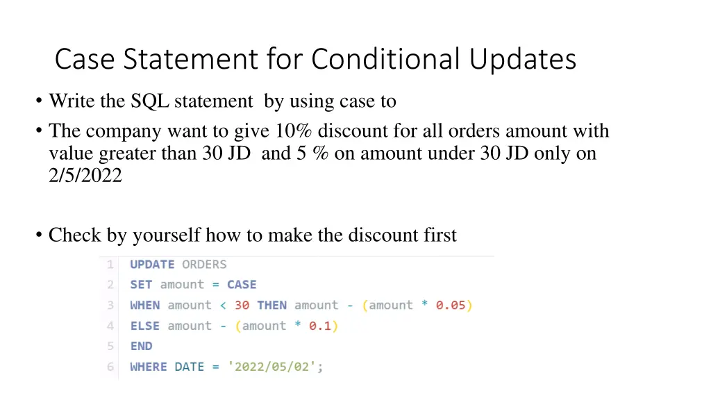 case statement for conditional updates 1