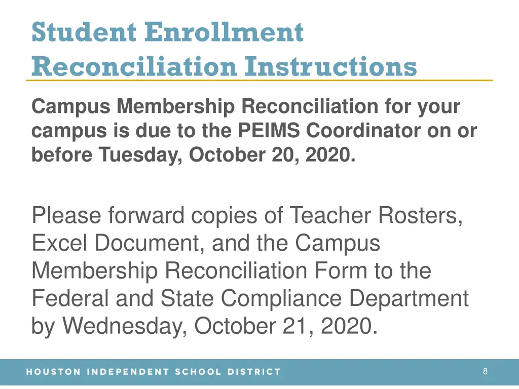 student enrollment reconciliation instructions