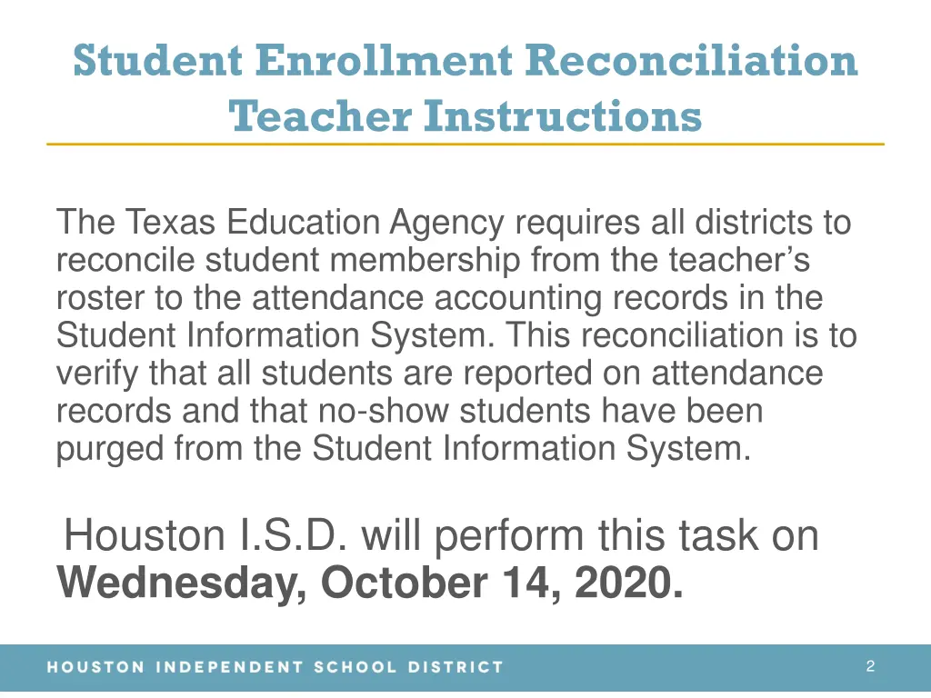 student enrollment reconciliation teacher