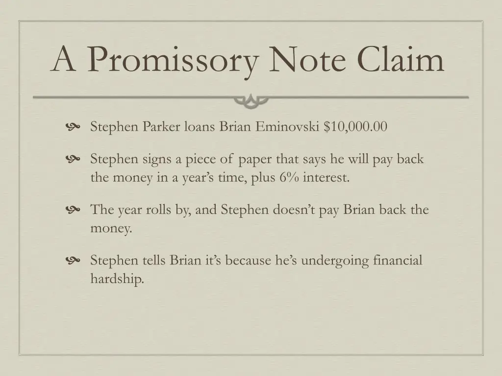 a promissory note claim