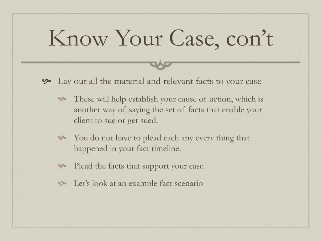 know your case con t