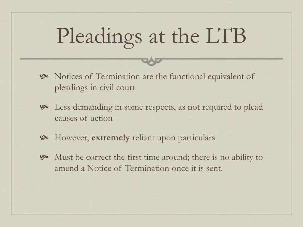 pleadings at the ltb