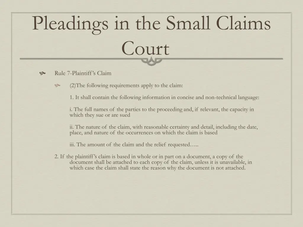 pleadings in the small claims court 1