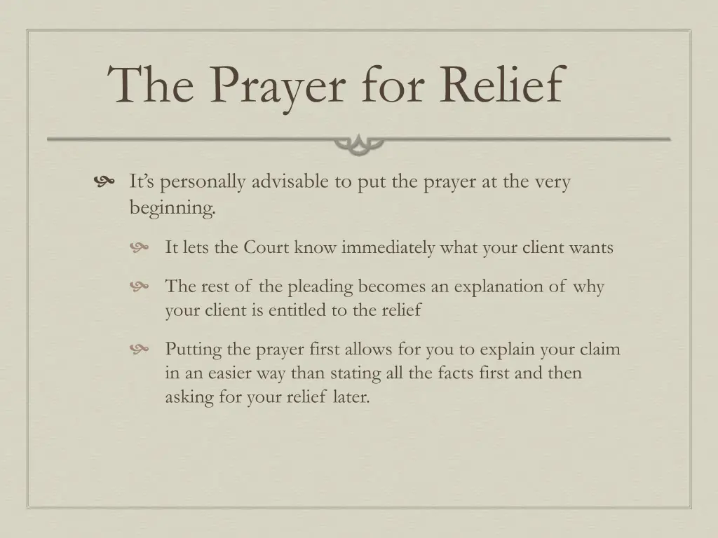 the prayer for relief 1