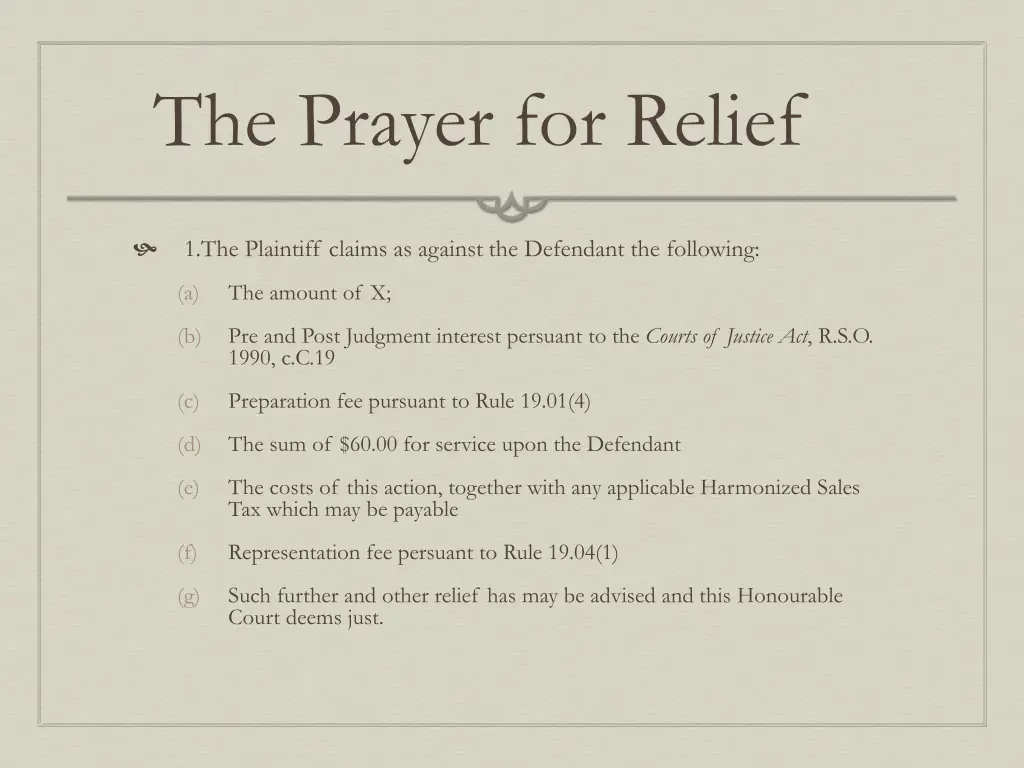 the prayer for relief