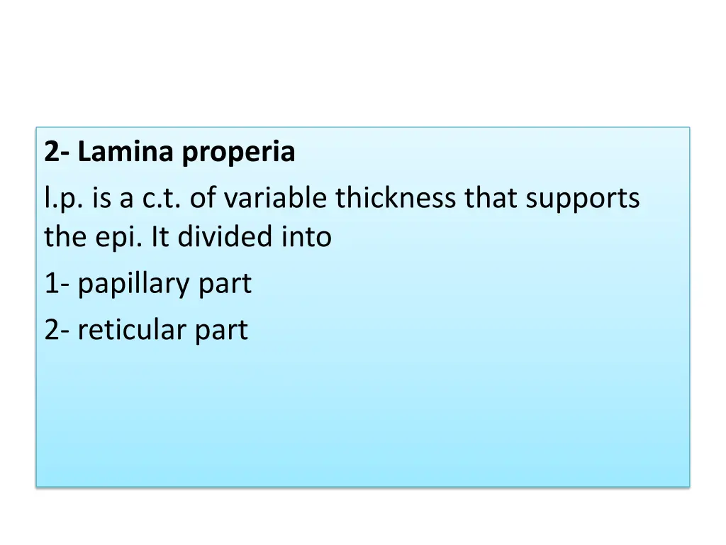 2 lamina properia l p is a c t of variable