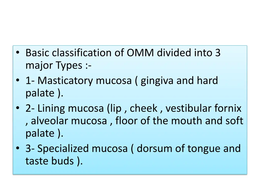 basic classification of omm divided into 3 major