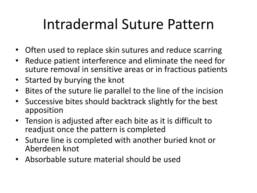 intradermal suture pattern