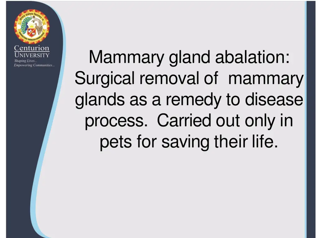 mammary gland abalation surgical removal