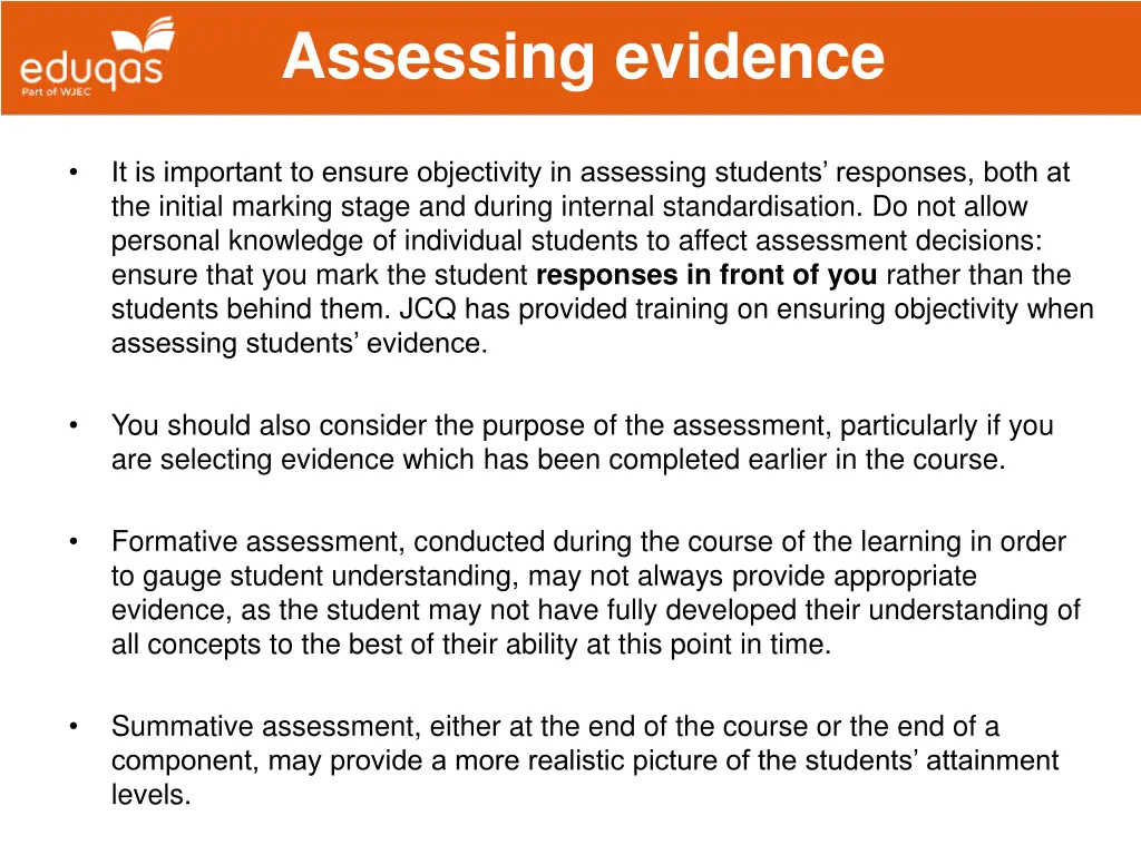 assessing evidence