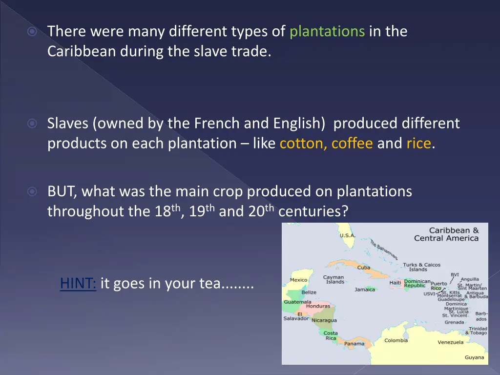 there were many different types of plantations