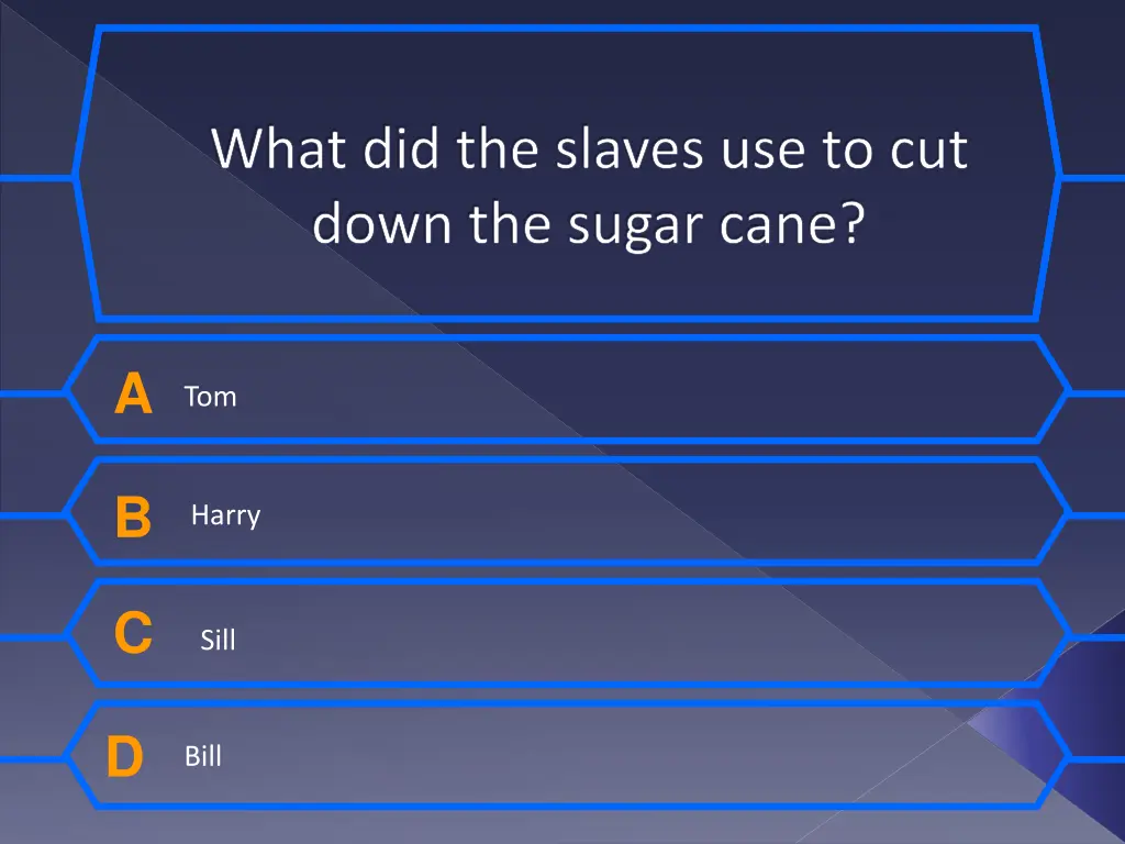 what did the slaves use to cut down the sugar cane