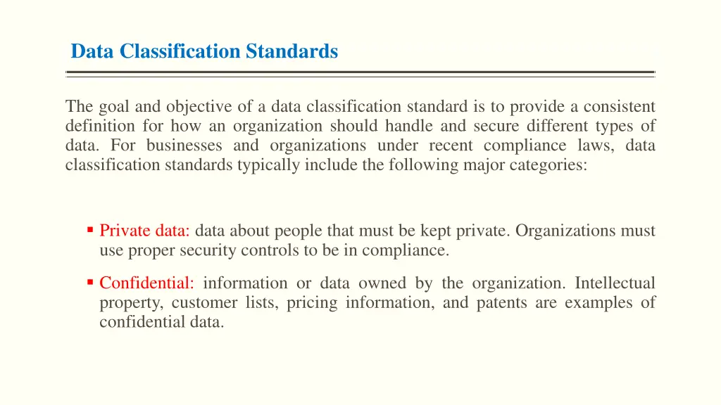 data classification standards