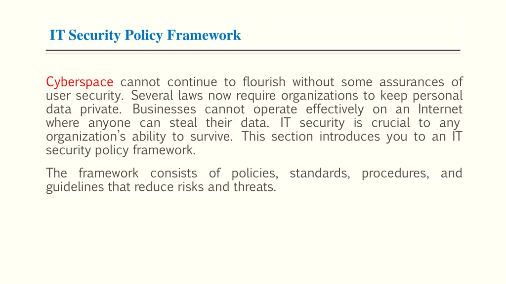 it security policy framework