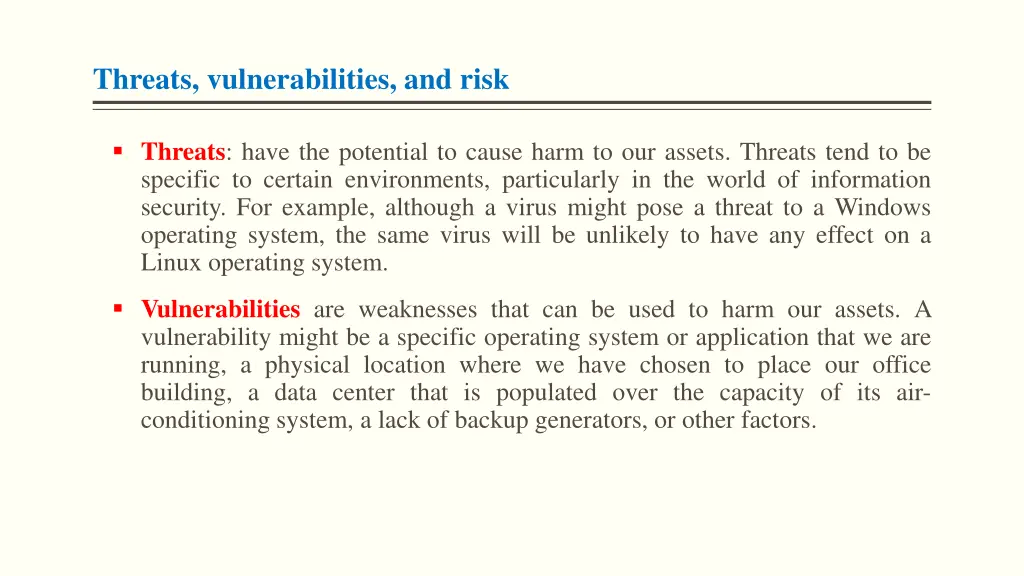 threats vulnerabilities and risk