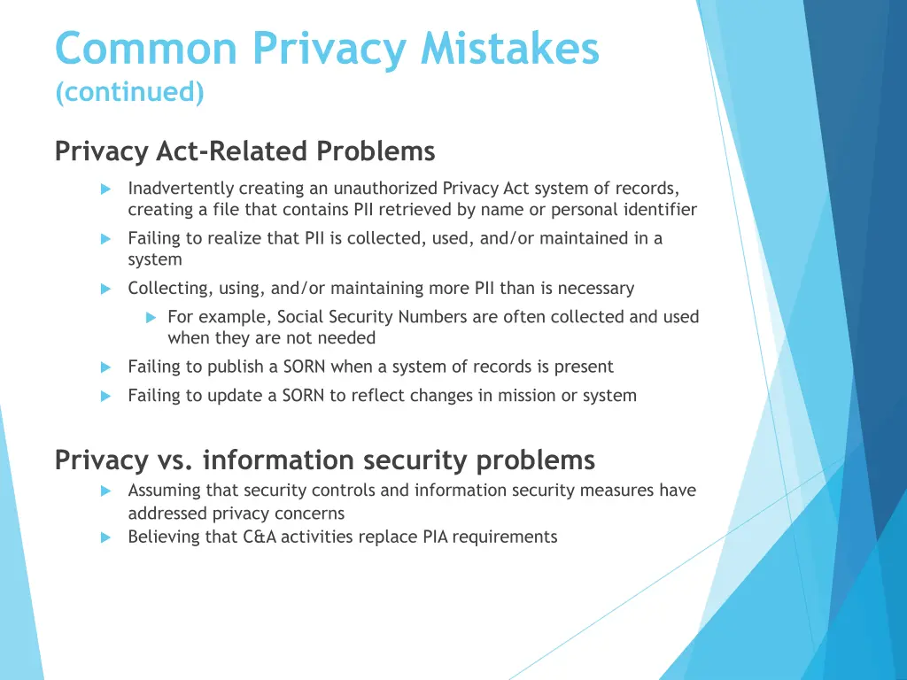 common privacy mistakes continued