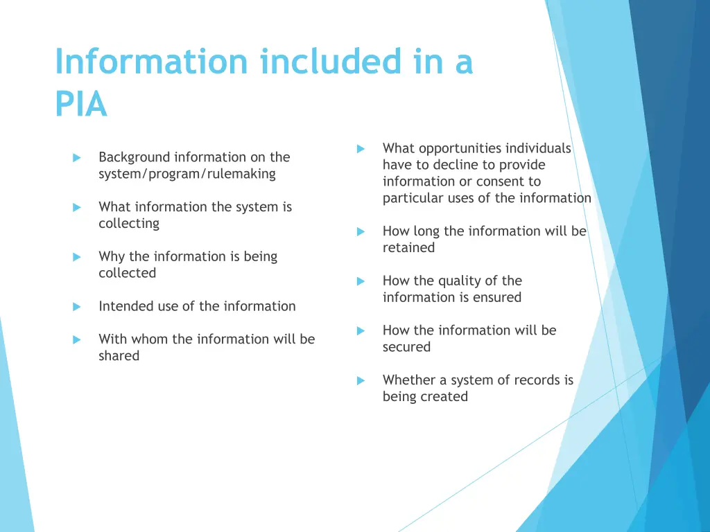 information included in a pia