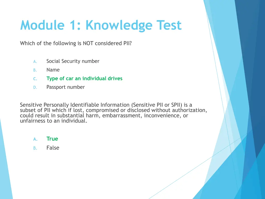 module 1 knowledge test