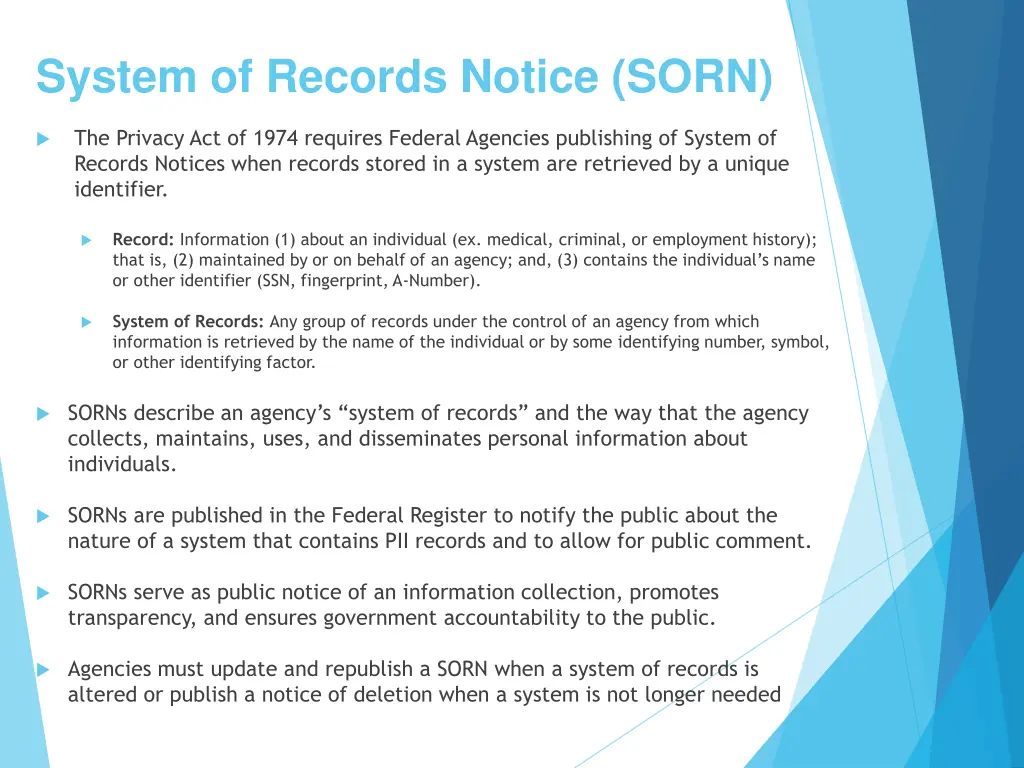 system of records notice sorn