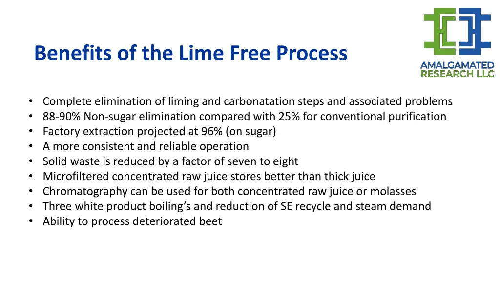 benefits of the lime free process