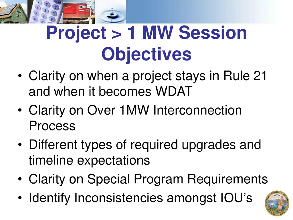 project 1 mw session objectives clarity on when