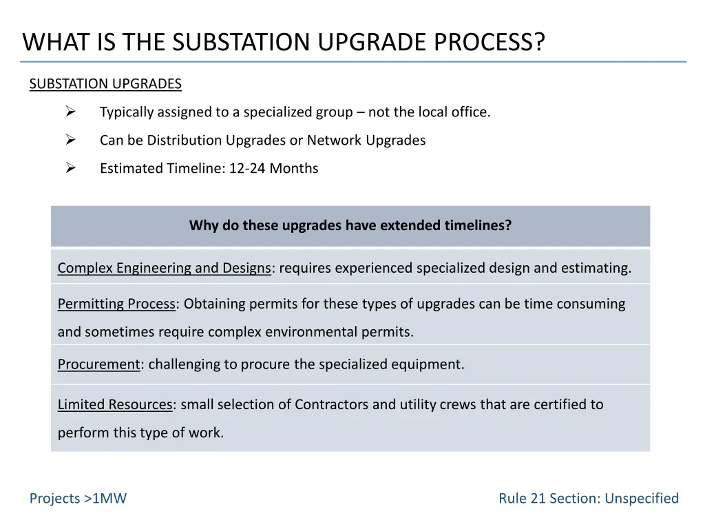 what is the substation upgrade process