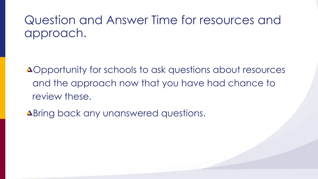 question and answer time for resources