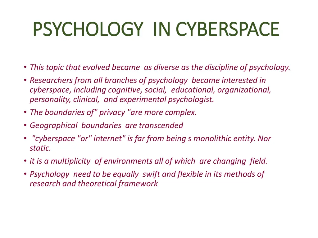 psychology in cyberspace psychology in cyberspace