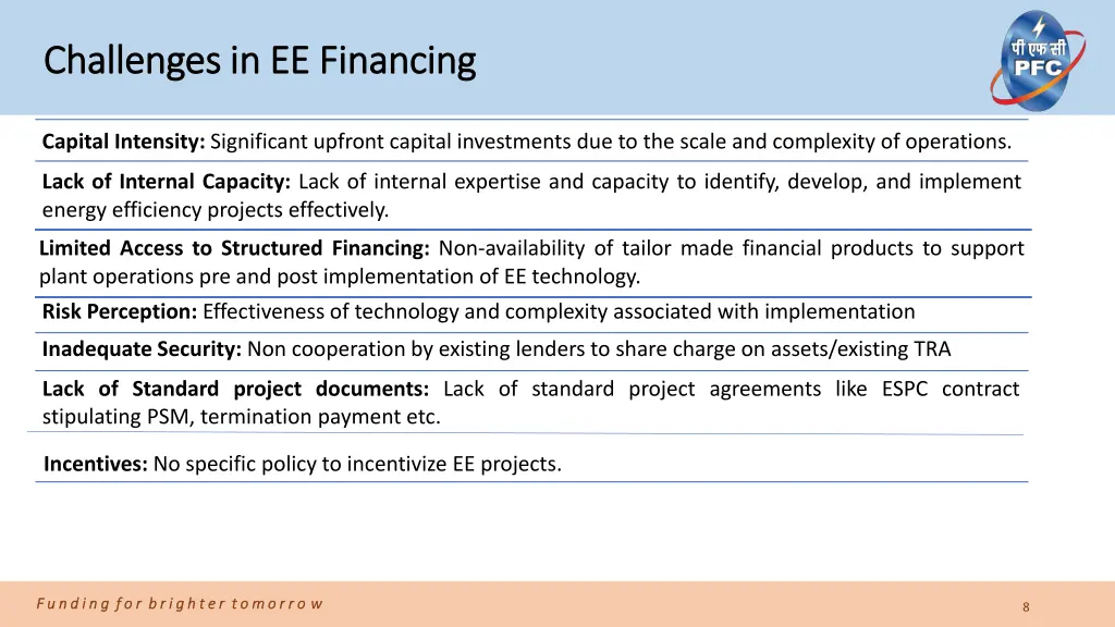 challenges in ee financing challenges