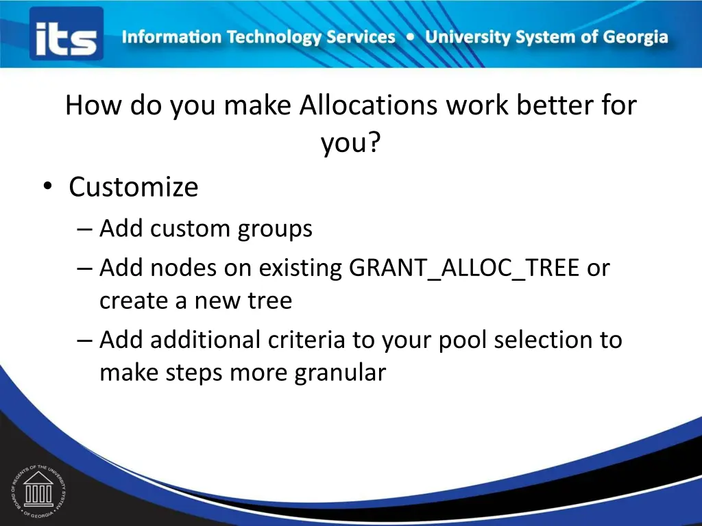 how do you make allocations work better 1