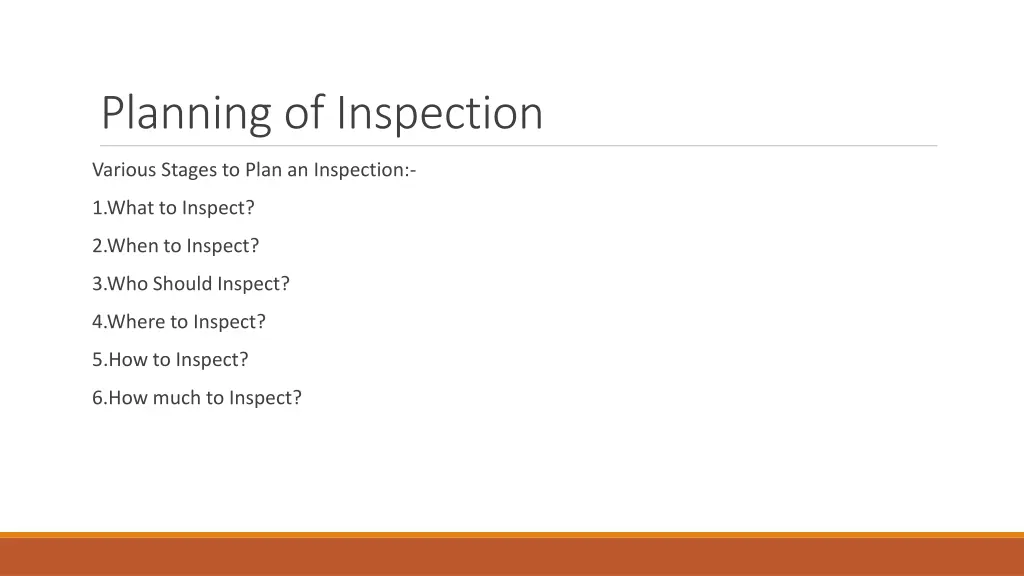 planning of inspection