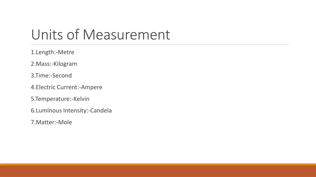 units of measurement