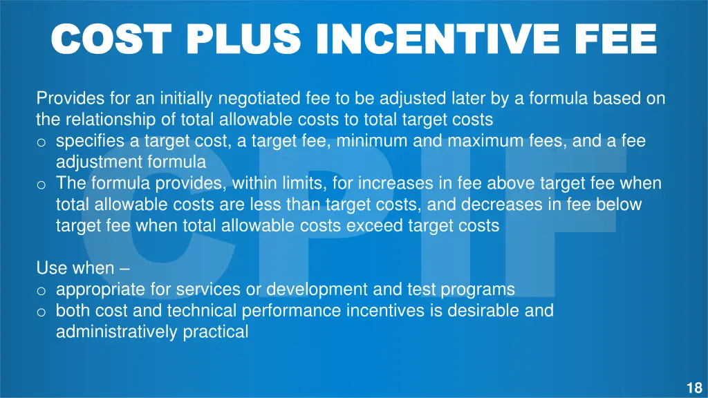 cost plus incentive fee cost plus incentive fee